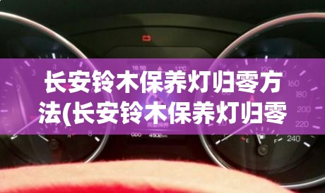长安铃木保养灯归零方法(长安铃木保养灯归零方法图解)