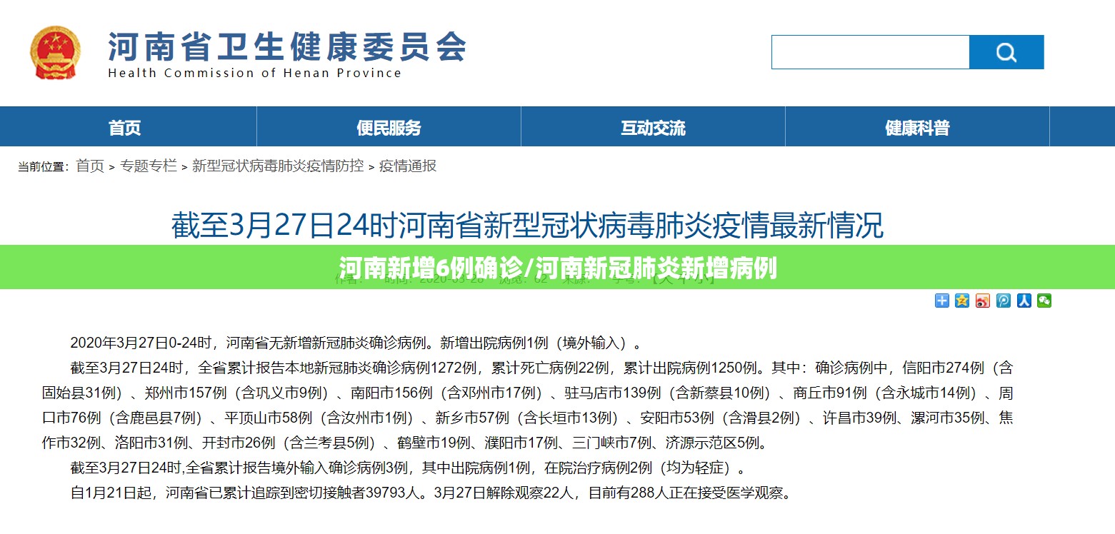 河南新增6例确诊/河南新冠肺炎新增病例