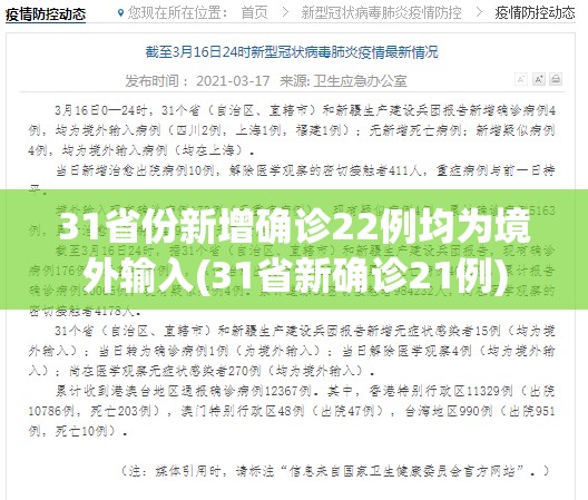 31省份新增确诊22例均为境外输入(31省新确诊21例) 31省份新增确诊22例均为境外输入(31省新确诊21例)