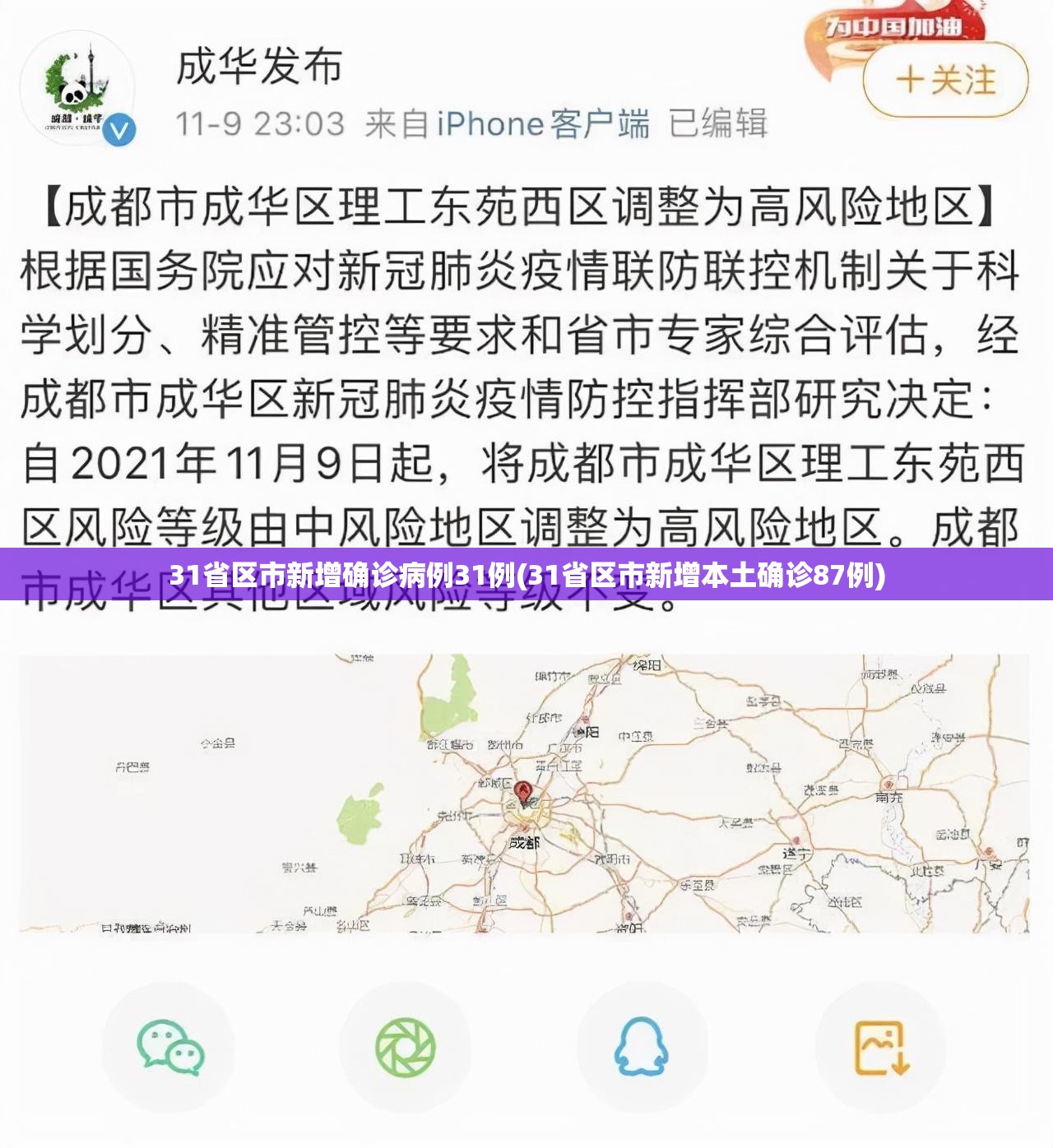 31省区市新增确诊病例31例(31省区市新增本土确诊87例)