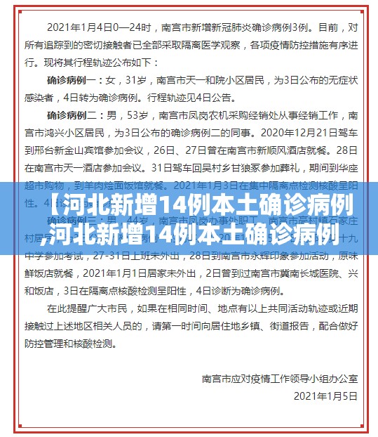 【河北新增14例本土确诊病例,河北新增14例本土确诊病例是哪里的】 【河北新增14例本土确诊病例,河北新增14例本土确诊病例是哪里的】