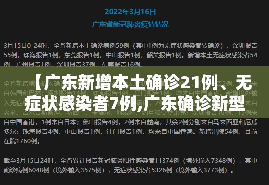 【广东新增本土确诊21例、无症状感染者7例,广东确诊新型肺炎】