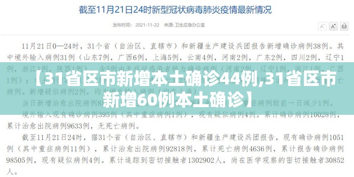 【31省区市新增本土确诊44例,31省区市新增60例本土确诊】