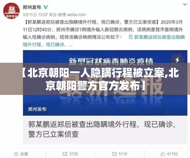 【北京朝阳一人隐瞒行程被立案,北京朝阳警方官方发布】