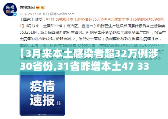 【3月来本土感染者超32万例涉30省份,31省昨增本土47 331例】 【3月来本土感染者超32万例涉30省份,31省昨增本土47 331例】