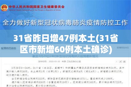 31省昨日增47例本土(31省区市新增60例本土确诊) 31省昨日增47例本土(31省区市新增60例本土确诊)