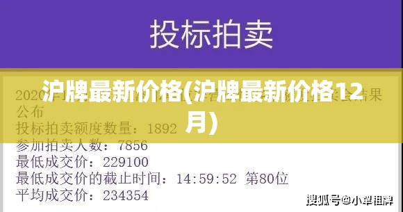 沪牌最新价格(沪牌最新价格12月)