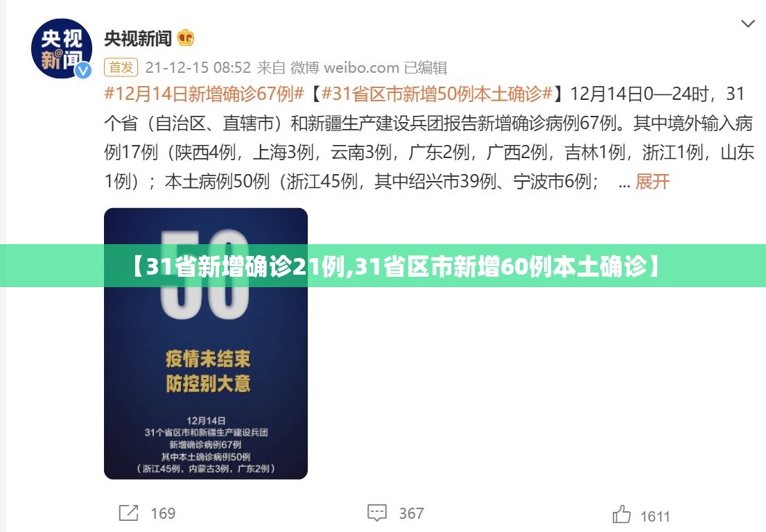 【31省新增确诊21例,31省区市新增60例本土确诊】