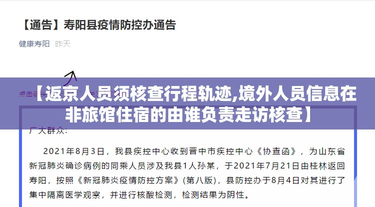 【返京人员须核查行程轨迹,境外人员信息在非旅馆住宿的由谁负责走访核查】 【返京人员须核查行程轨迹,境外人员信息在非旅馆住宿的由谁负责走访核查】