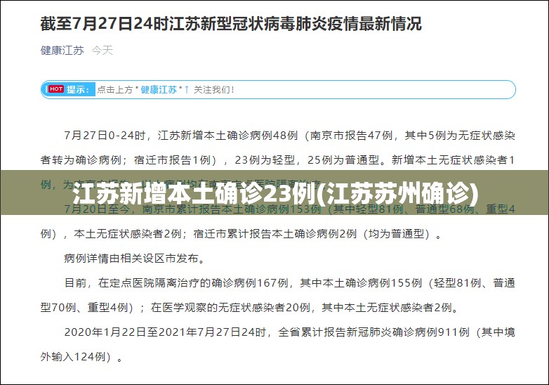 江苏新增本土确诊23例(江苏苏州确诊)