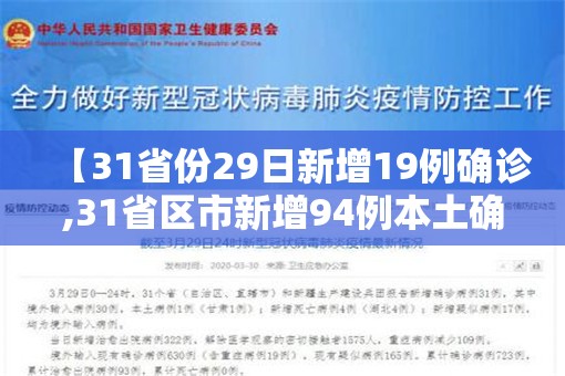 【31省份29日新增19例确诊,31省区市新增94例本土确诊】 【31省份29日新增19例确诊,31省区市新增94例本土确诊】