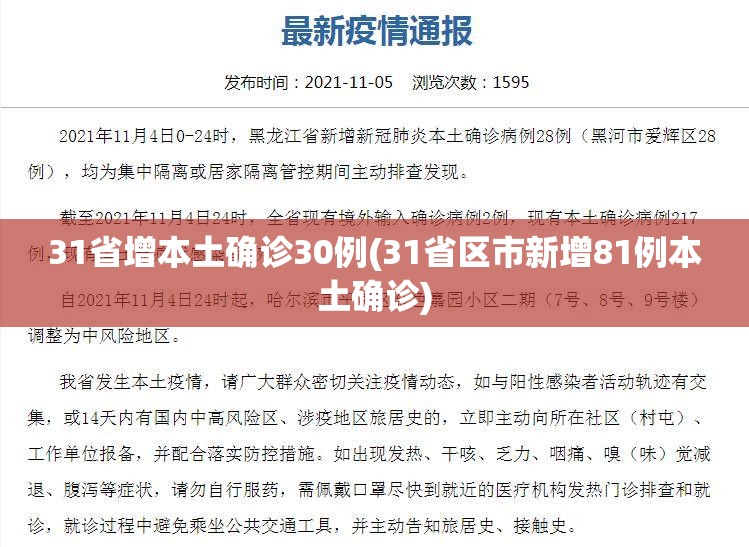 31省增本土确诊30例(31省区市新增81例本土确诊) 31省增本土确诊30例(31省区市新增81例本土确诊)