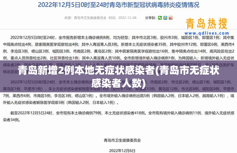 青岛新增2例本地无症状感染者(青岛市无症状感染者人数) 青岛新增2例本地无症状感染者(青岛市无症状感染者人数)