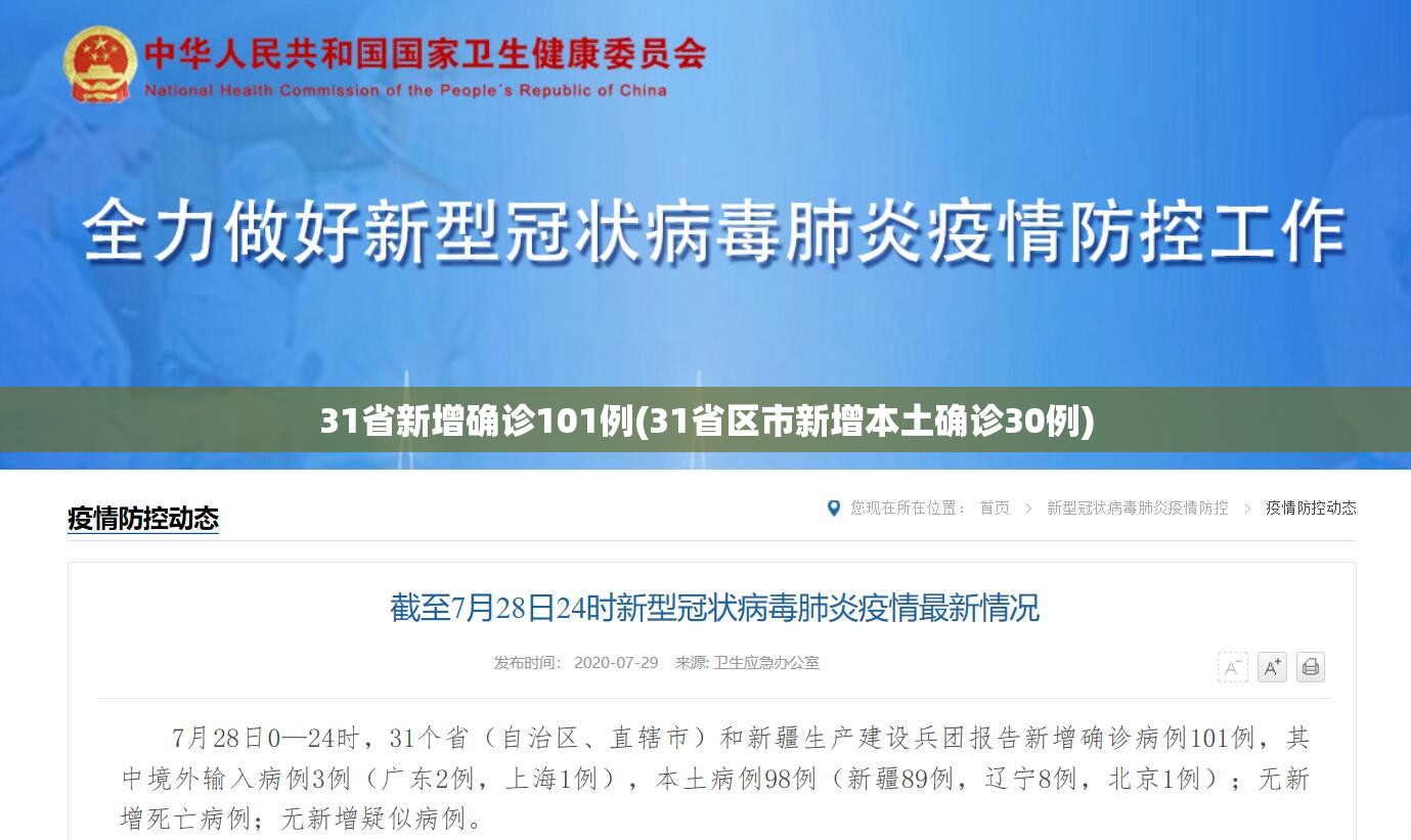 31省新增确诊101例(31省区市新增本土确诊30例) 31省新增确诊101例(31省区市新增本土确诊30例)