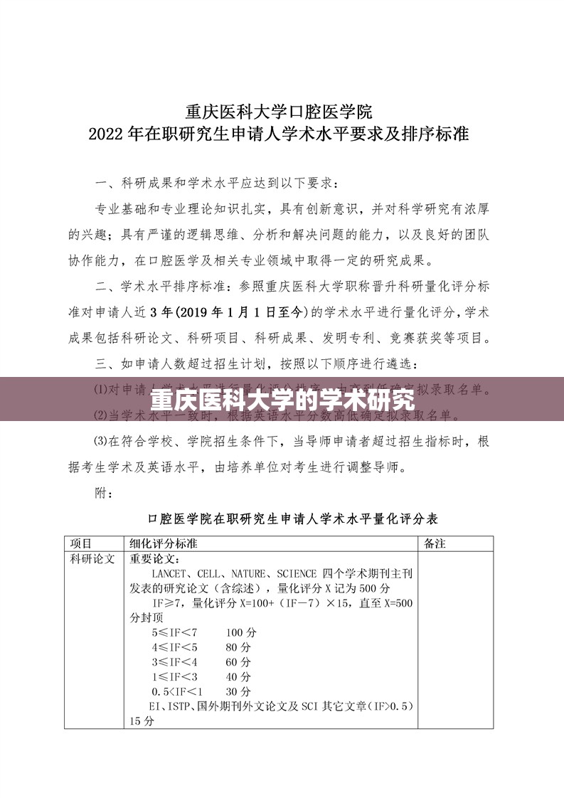 重庆医科大学的学术研究 重庆医科大学的学术研究